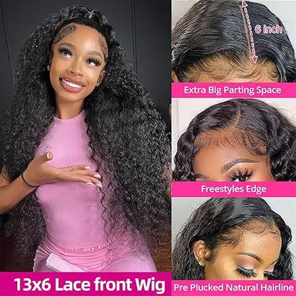 [30 Inch $75.9] Imani 36 Inch 13X6 Deep Wave Lace Frontal Human Hair Wigs Pre Plucked 200% Density Deep Curly Wig for Women Daily Use Affordable Wig #Summervibes