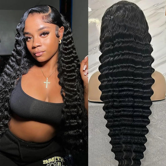 [30 Inch $75.9] Imani 36 Inch 13X6 Deep Wave Lace Frontal Human Hair Wigs Pre Plucked 200% Density Deep Curly Wig for Women Daily Use Affordable Wig #Summervibes